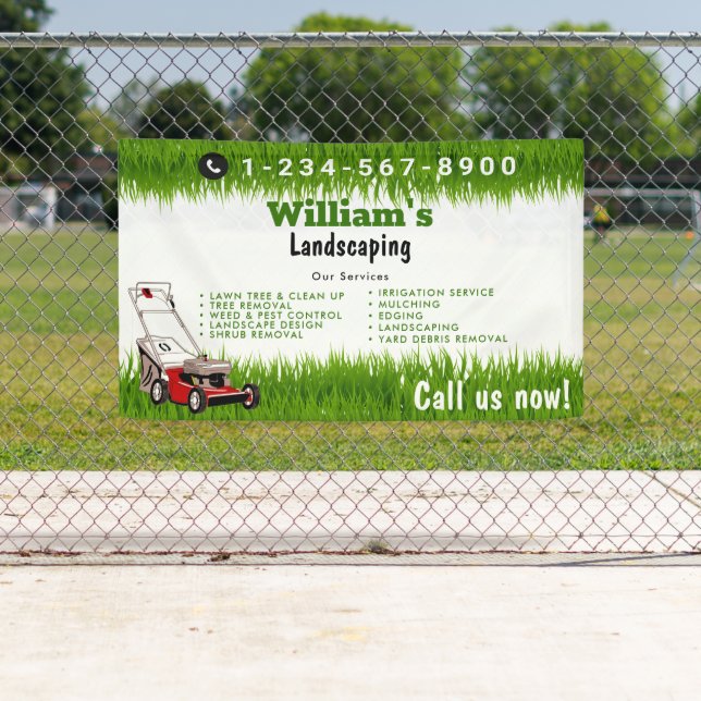 Banderoles Services de coupe de pelouse, Entretien des pelous (En situation)