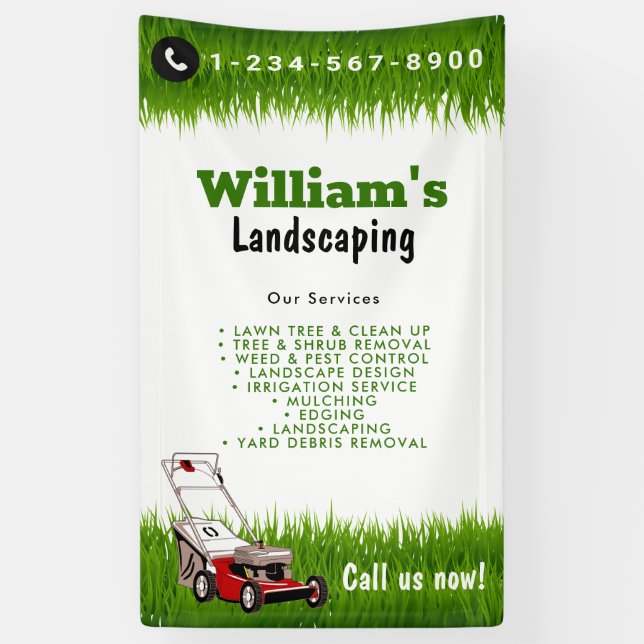 Banderoles Services de tonte de pelouse, Entretien de pelouse (Vertical)