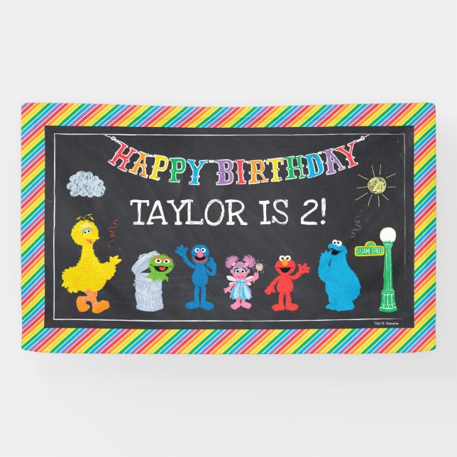 Banderoles Sesame Street Pals Chalkboard Arc-en-ciel Annivers (Horizontal)