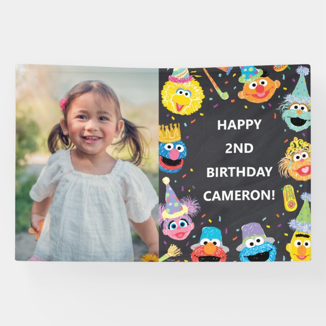 Banderoles Sesame Street Pals Confetti Photo Anniversaire (Horizontal)
