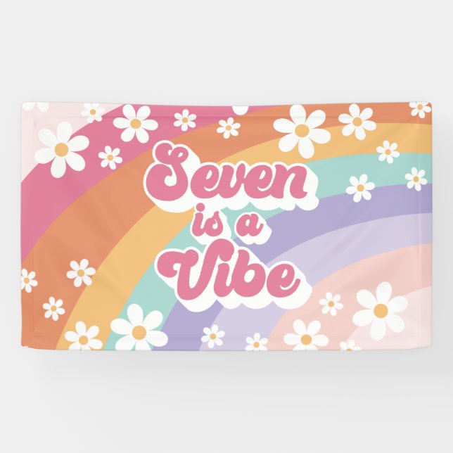 Banderoles Seven est un Vibe Retro Rainbow 7e anniversaire (Horizontal)