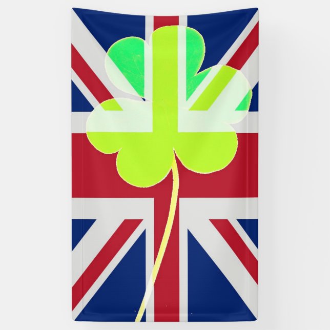Banderoles Shamrock du drapeau britannique irlandais Clover S (Vertical)