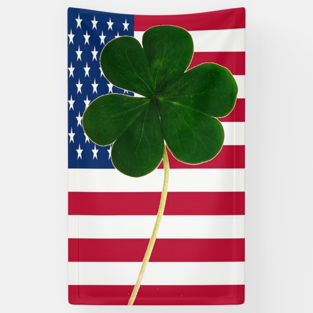Banderoles Shamrock du drapeau irlandais américain Clover St. (Vertical)
