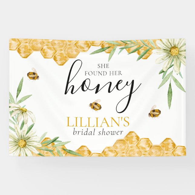 Banderoles She Found Her Honey Daisy Bee Bridal Shower Banner (Horizontal)