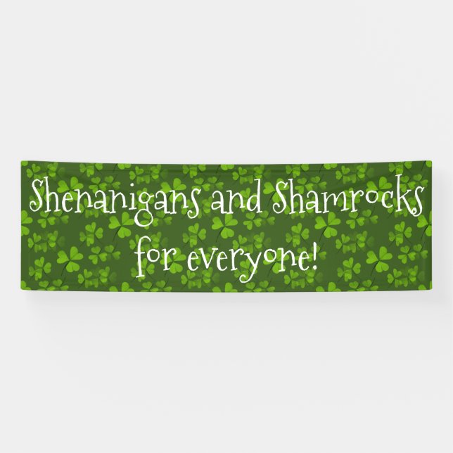 Banderoles Shenanigans et Motif Shamrock St Patrick's Day (Horizontal)