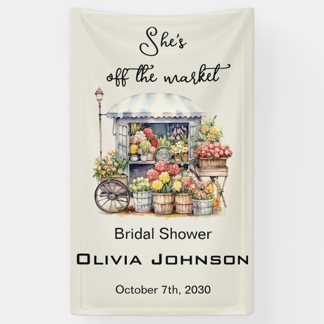 Banderoles She's off the Market French Beige Bridal Shower (Vertical)