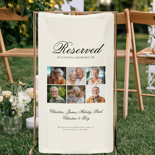 Banderoles Siège réservé - 6 Photo Mariage commémoratif Beige (Custom Reserved Seat - 6 Photo Memorial Wedding Beige Banner)