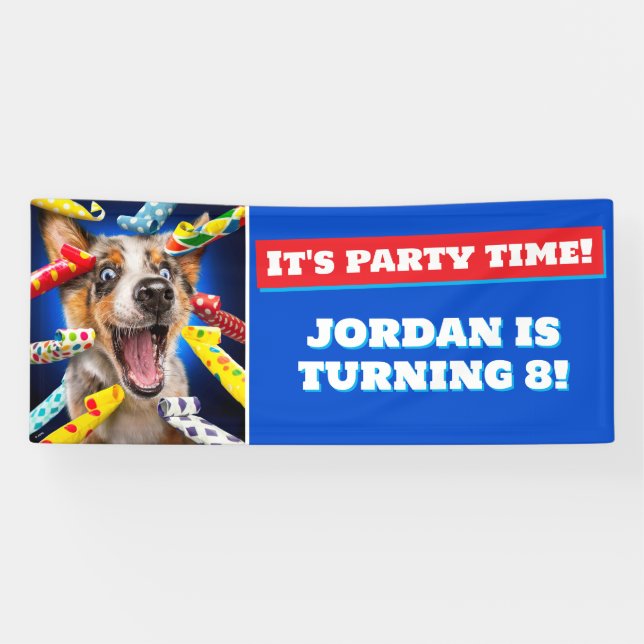 Banderoles Sifflets de fête pour chien heureux (Horizontal)