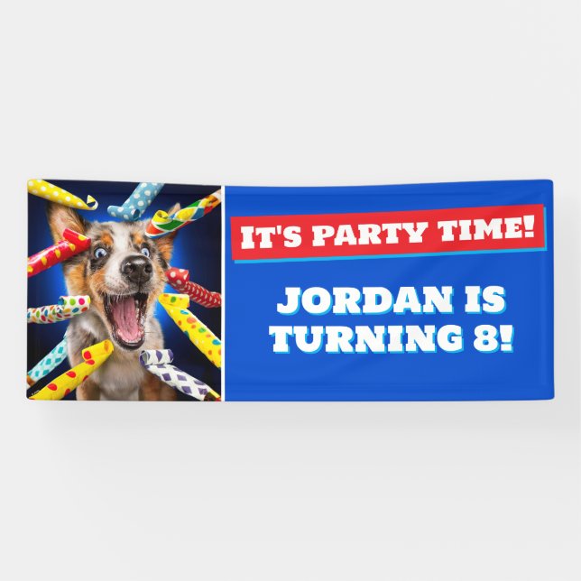 Banderoles Sifflets de fête pour chien heureux (Horizontal)