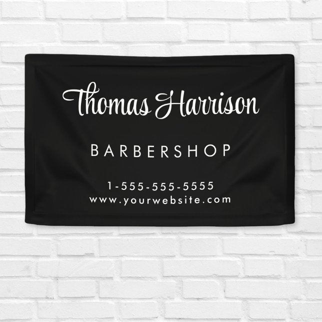 Banderoles Signature de l'entreprise - Script noir (Empower your name in our signature script as your logo and brand identity)