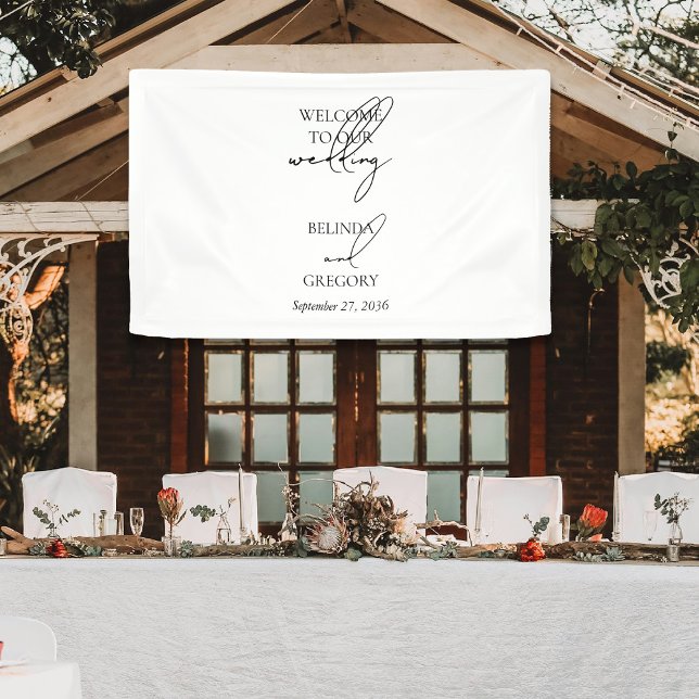 Banderoles Signature Script Welcome Wedding Hanging (Signature Script Welcome Wedding Hanging Banner)