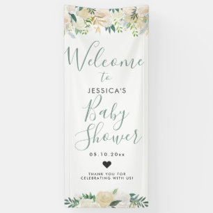 Banderoles Signe bienvenu blanc du baby shower   du bouquet  