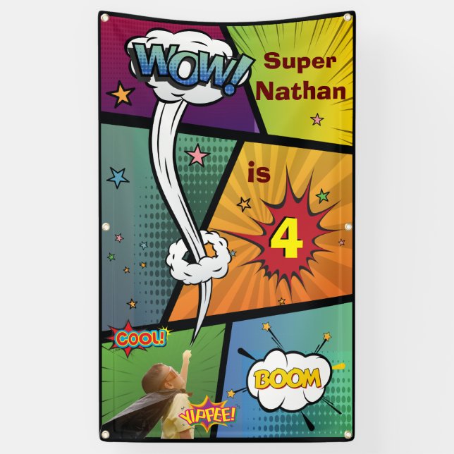 Banderoles Signe de bulle de la hanche Superhero Snazzy (Vertical)