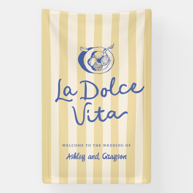 Banderoles SIGNE Mariage italien La Dolce Vita Lemons (Verticale)