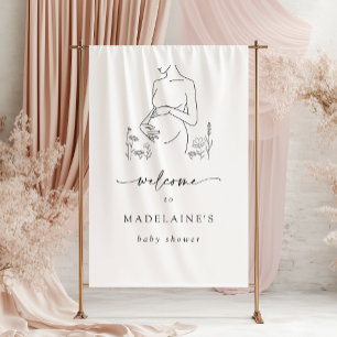 Banderoles Silhouette de femme enceinte Baby Shower Minimalis