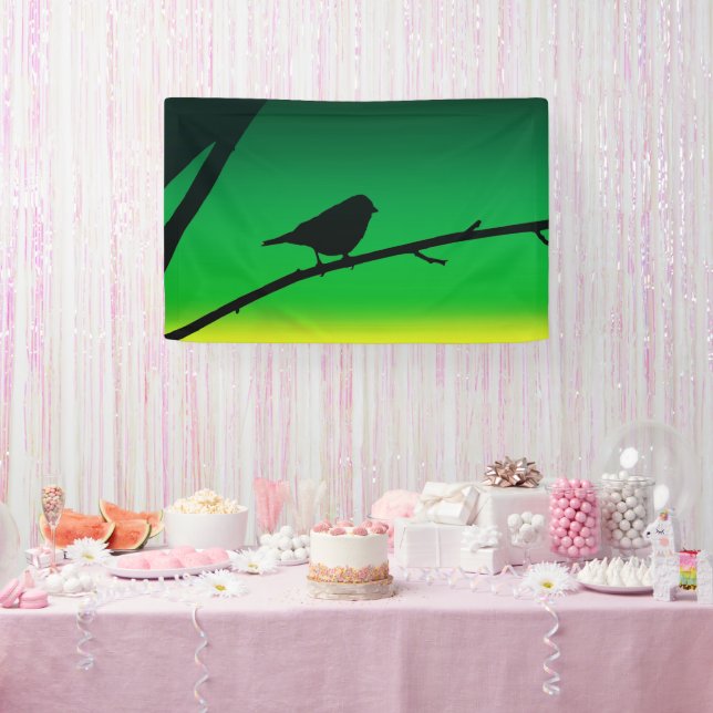 Banderoles Silhouette de moineau sur le limonène (Fête)