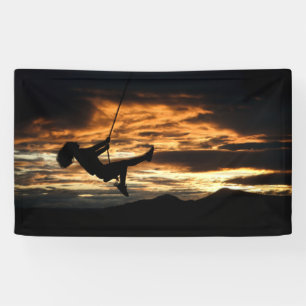 Banderoles Silhouette du coucher de soleil de la fille sur le