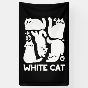 Banderoles Silhouettes de chaton blanc - Design Feline mignon