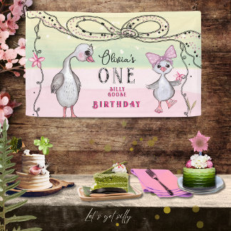 Banderoles Silly Goose 1st Birthday Pink Coquette Aesthetic