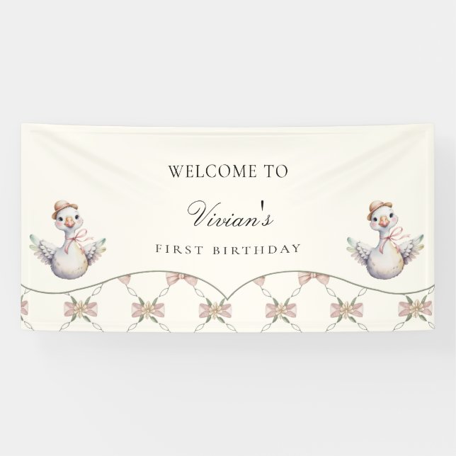 Banderoles Silly Goose Preppy Bow Baby Shower (Horizontal)