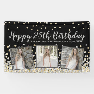 Banderoles Silver Gold Confeti Photo Collage 25e Birthday