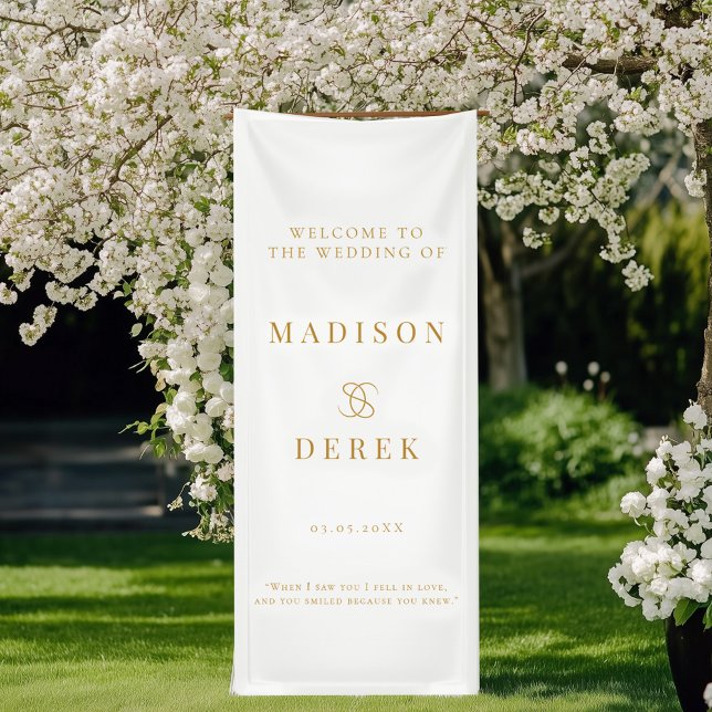 Banderoles Simpel Elégant Mariage BIENVENUE (Simpel Elegant Wedding WELCOME Banner with your nameas and date.)