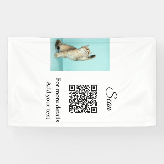 Banderoles Simple animal name details QR code add text photo (Horizontal)
