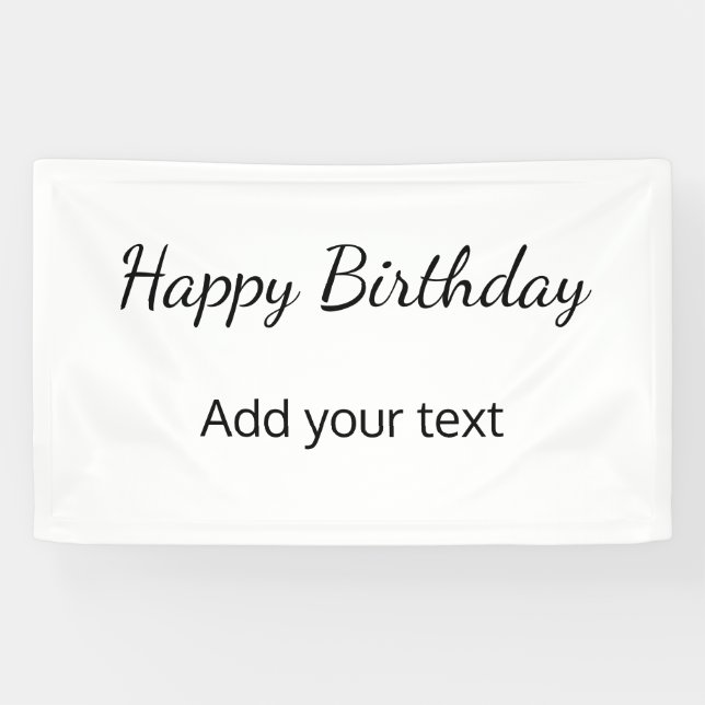 Banderoles simple anniversaire heureux minimum ajouter votre  (Horizontal)
