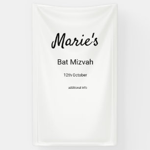 Banderoles simple blanc noir classique edi bat mitzvah