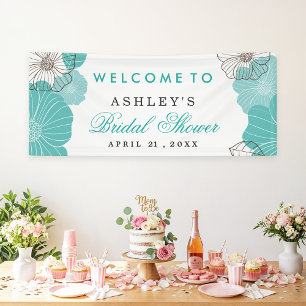 Banderoles Simple Chic Turquoise Vert Floral Mariage Shower
