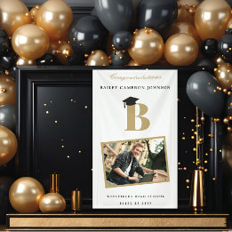 Banderoles Simple Classique Monogramme Photo Graduation Party