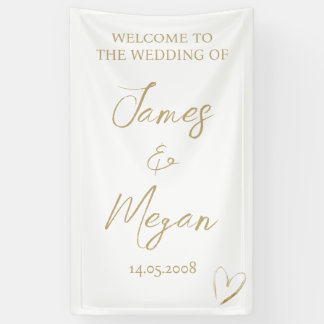 Banderoles Simple Elegant Gold Heart Welcome Sign