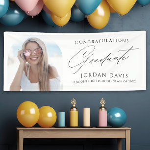 Banderoles Simple Elegant Script Photo Graduation Party