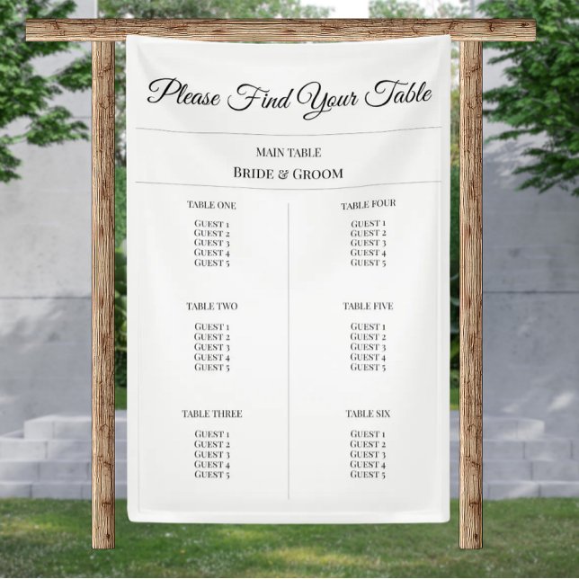 Banderoles Simple Fabric Seating Chart - Custom Wedding Decor (Fabric Seating Chart - Custom Wedding Banners)