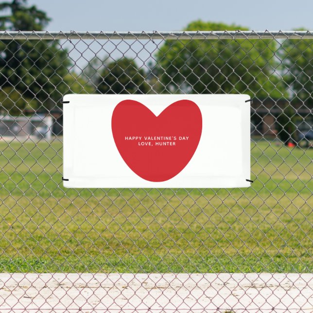 Banderoles Simple mignon coeur rouge personnalisé Saint Valen (Insitu)