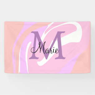 Banderoles simple minimal ajouter nom monogramme rose rouge a