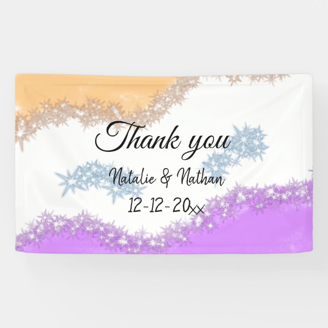 Banderoles Simple minimal thank you couple name text date cus (Horizontal)