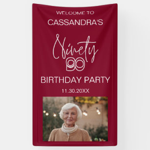 Banderoles Simple moderne Bourgogne Photo 90e anniversaire Bi