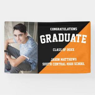 Banderoles Simple One Photo Black Orange 2022 Graduation