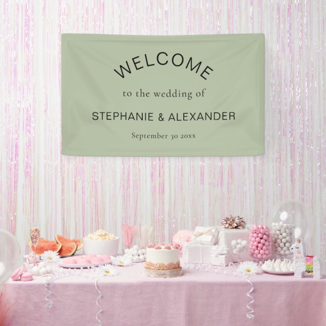 Banderoles Simple Sage Green Custom Bienvenue au Mariage (Fête)