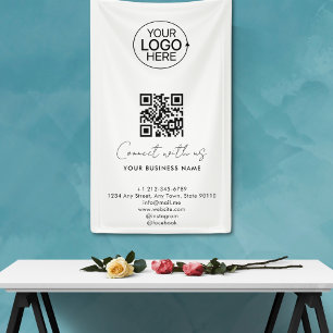 Banderoles Simple Script Connect With Us Logo QR Code Promo