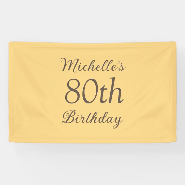 Banderoles Simple Yellow 80th Birthday (Horizontal)