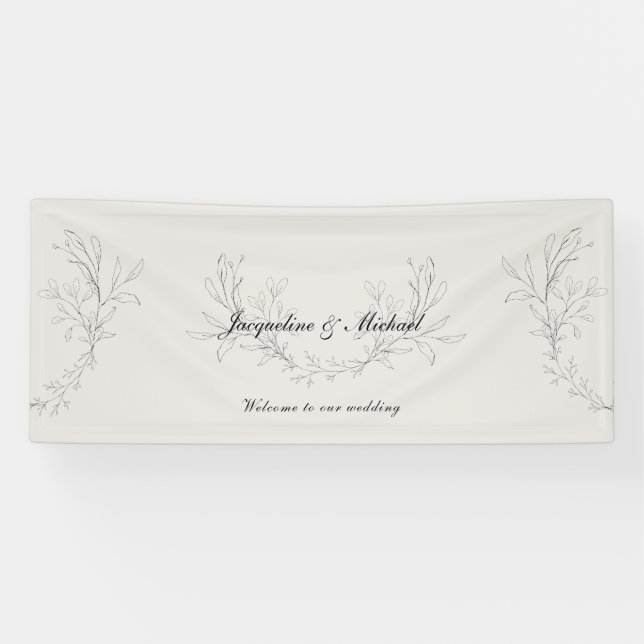 Banderoles Simply Elegant Script Cream Bienvenue dans notre M (Horizontal)