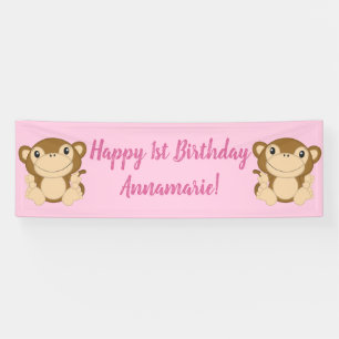 Banderoles Singe Anniversaire Pink
