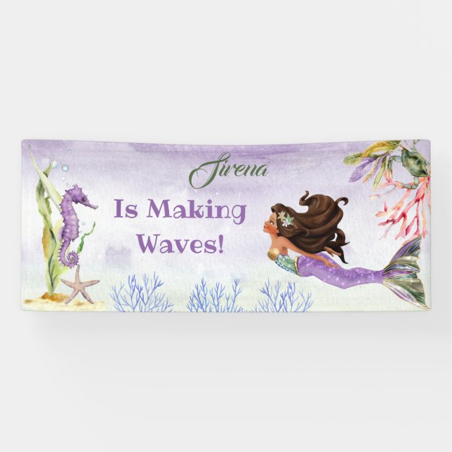 Banderoles Sirène de couleur Ethnic Seahorse Crab Purple Bann (Horizontal)