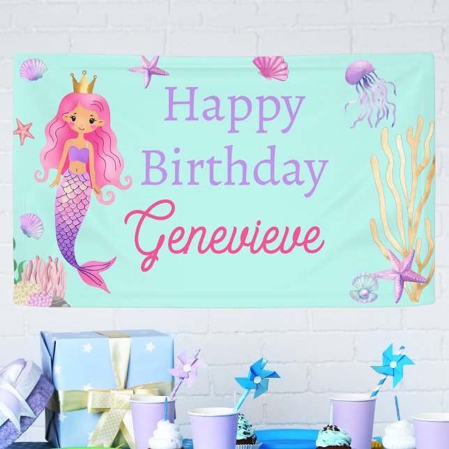 Banderoles Sirène Sous La Fête D'Anniversaire De La Mer (Créateur téléchargé)
