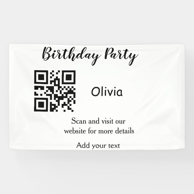 Banderoles Site web de fête d'anniversaire simple code-barres (Horizontal)