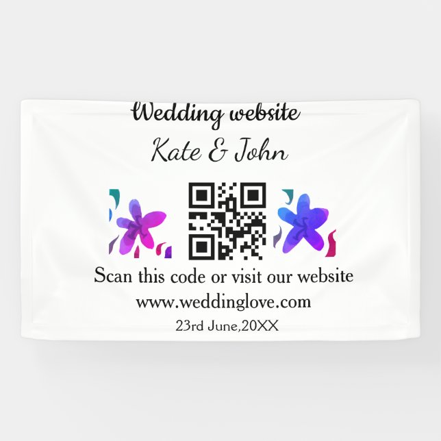 Banderoles Site web mariage minimal simple Q R code ajouter n (Horizontal)