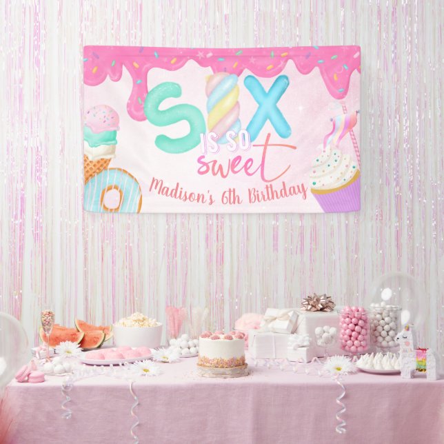 Banderoles six est si doux Froid rose (Fête)