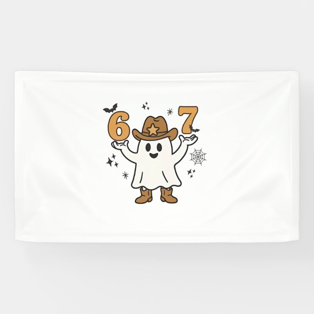 Banderoles Six sept Éffrayant Halloween Sport 67 Mème Mason (Horizontal)